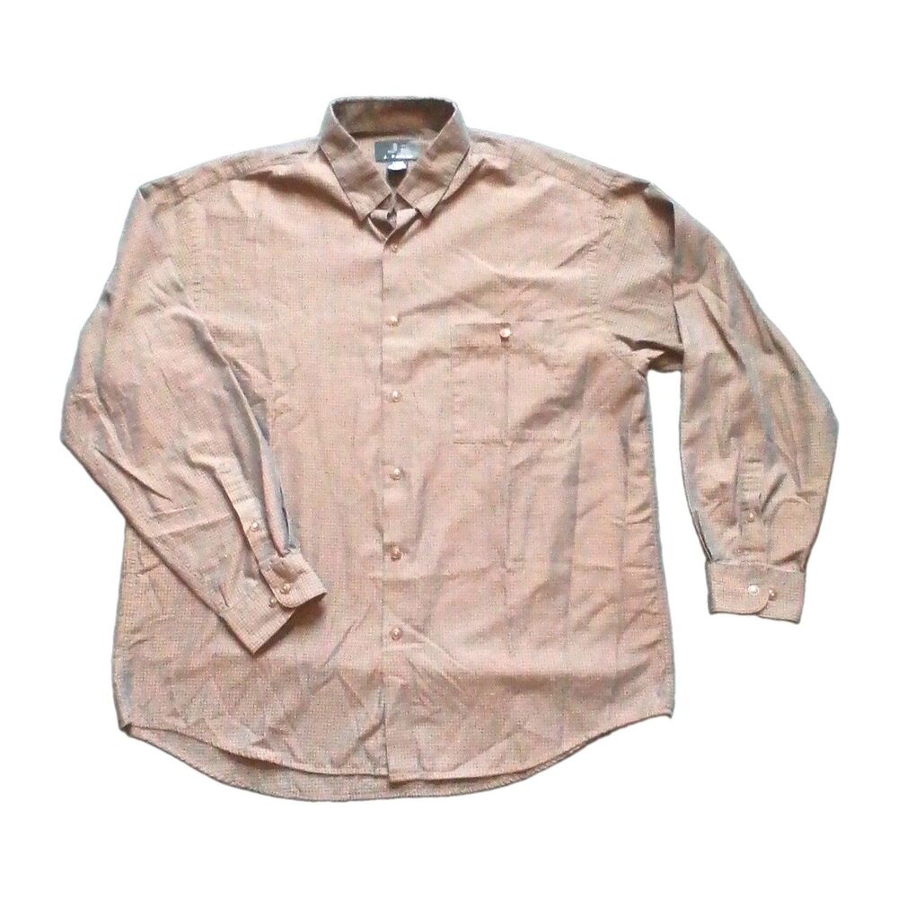 J FERRAR SHIRT LARGE MEN BROWN LONG SLEEVE BUTTON DOWN CASUAL ADULT WESTERN